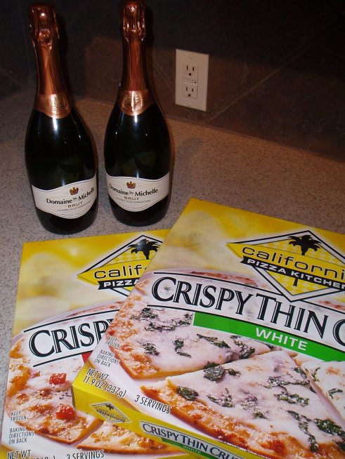 pizza and champagne